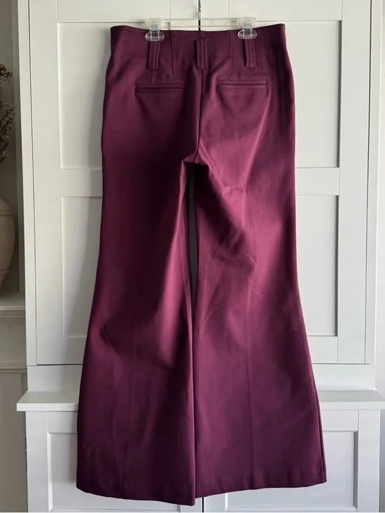 Anthropologie Maeve The Naomi Ponte Wide-Leg Flare Pants in Plum - Picture 6 of 8